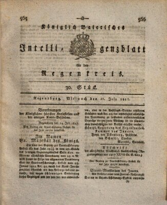 Königlich-baierisches Intelligenzblatt für den Regen-Kreis (Königlich bayerisches Intelligenzblatt für die Oberpfalz und von Regensburg) Mittwoch 23. Juli 1817