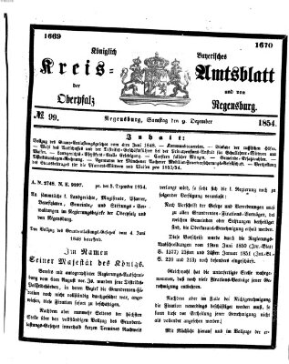 Königlich-bayerisches Kreis-Amtsblatt der Oberpfalz und von Regensburg (Königlich bayerisches Intelligenzblatt für die Oberpfalz und von Regensburg) Samstag 9. Dezember 1854