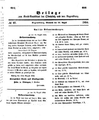 Königlich-bayerisches Kreis-Amtsblatt der Oberpfalz und von Regensburg (Königlich bayerisches Intelligenzblatt für die Oberpfalz und von Regensburg) Mittwoch 23. August 1854