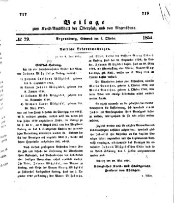 Königlich-bayerisches Kreis-Amtsblatt der Oberpfalz und von Regensburg (Königlich bayerisches Intelligenzblatt für die Oberpfalz und von Regensburg) Mittwoch 4. Oktober 1854