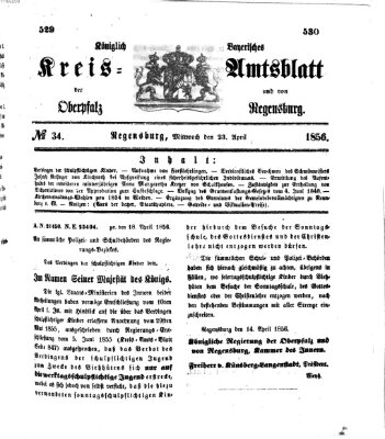 Königlich-bayerisches Kreis-Amtsblatt der Oberpfalz und von Regensburg (Königlich bayerisches Intelligenzblatt für die Oberpfalz und von Regensburg) Mittwoch 23. April 1856
