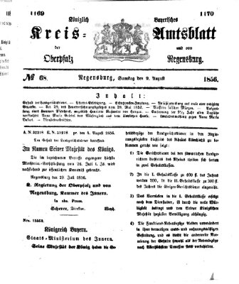 Königlich-bayerisches Kreis-Amtsblatt der Oberpfalz und von Regensburg (Königlich bayerisches Intelligenzblatt für die Oberpfalz und von Regensburg) Samstag 9. August 1856
