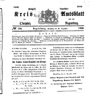 Königlich-bayerisches Kreis-Amtsblatt der Oberpfalz und von Regensburg (Königlich bayerisches Intelligenzblatt für die Oberpfalz und von Regensburg) Samstag 27. Dezember 1856