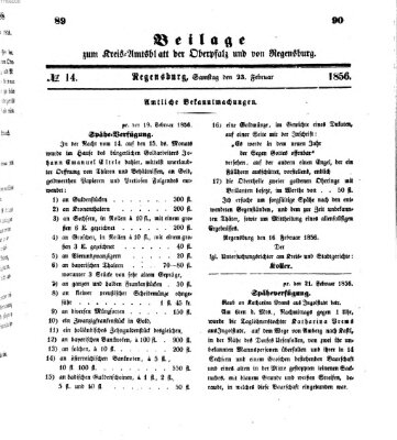 Königlich-bayerisches Kreis-Amtsblatt der Oberpfalz und von Regensburg (Königlich bayerisches Intelligenzblatt für die Oberpfalz und von Regensburg) Samstag 23. Februar 1856