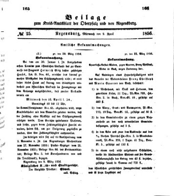 Königlich-bayerisches Kreis-Amtsblatt der Oberpfalz und von Regensburg (Königlich bayerisches Intelligenzblatt für die Oberpfalz und von Regensburg) Mittwoch 2. April 1856