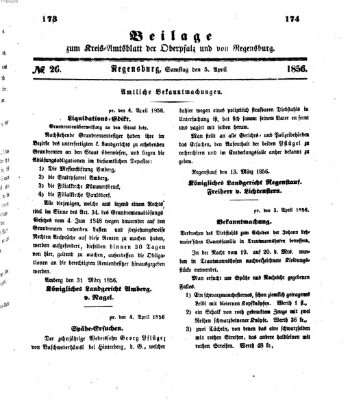 Königlich-bayerisches Kreis-Amtsblatt der Oberpfalz und von Regensburg (Königlich bayerisches Intelligenzblatt für die Oberpfalz und von Regensburg) Samstag 5. April 1856
