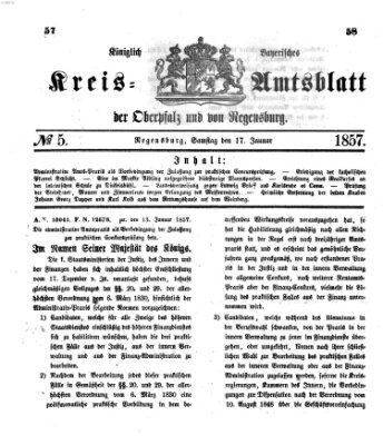 Königlich-bayerisches Kreis-Amtsblatt der Oberpfalz und von Regensburg (Königlich bayerisches Intelligenzblatt für die Oberpfalz und von Regensburg) Samstag 17. Januar 1857