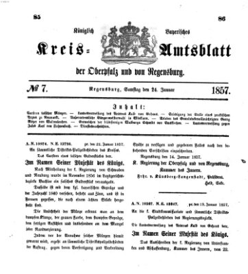 Königlich-bayerisches Kreis-Amtsblatt der Oberpfalz und von Regensburg (Königlich bayerisches Intelligenzblatt für die Oberpfalz und von Regensburg) Samstag 24. Januar 1857