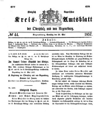 Königlich-bayerisches Kreis-Amtsblatt der Oberpfalz und von Regensburg (Königlich bayerisches Intelligenzblatt für die Oberpfalz und von Regensburg) Samstag 30. Mai 1857
