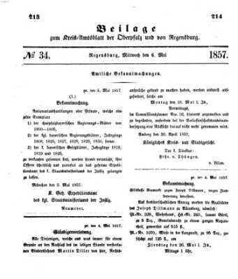 Königlich-bayerisches Kreis-Amtsblatt der Oberpfalz und von Regensburg (Königlich bayerisches Intelligenzblatt für die Oberpfalz und von Regensburg) Mittwoch 6. Mai 1857