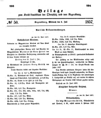 Königlich-bayerisches Kreis-Amtsblatt der Oberpfalz und von Regensburg (Königlich bayerisches Intelligenzblatt für die Oberpfalz und von Regensburg) Mittwoch 8. Juli 1857