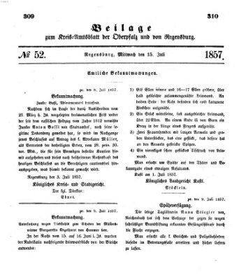 Königlich-bayerisches Kreis-Amtsblatt der Oberpfalz und von Regensburg (Königlich bayerisches Intelligenzblatt für die Oberpfalz und von Regensburg) Mittwoch 15. Juli 1857