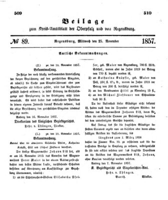 Königlich-bayerisches Kreis-Amtsblatt der Oberpfalz und von Regensburg (Königlich bayerisches Intelligenzblatt für die Oberpfalz und von Regensburg) Mittwoch 25. November 1857