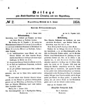 Königlich-bayerisches Kreis-Amtsblatt der Oberpfalz und von Regensburg (Königlich bayerisches Intelligenzblatt für die Oberpfalz und von Regensburg) Mittwoch 6. Januar 1858