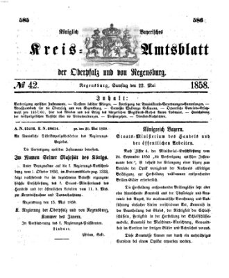 Königlich-bayerisches Kreis-Amtsblatt der Oberpfalz und von Regensburg (Königlich bayerisches Intelligenzblatt für die Oberpfalz und von Regensburg) Samstag 22. Mai 1858