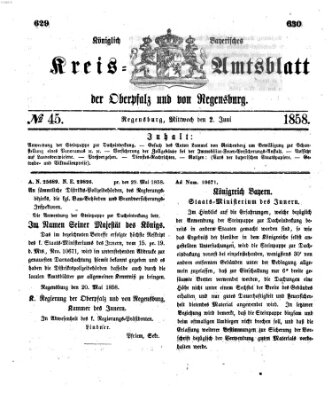 Königlich-bayerisches Kreis-Amtsblatt der Oberpfalz und von Regensburg (Königlich bayerisches Intelligenzblatt für die Oberpfalz und von Regensburg) Mittwoch 2. Juni 1858