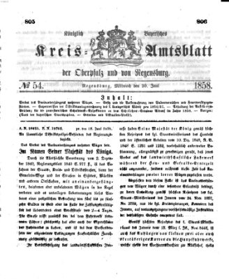 Königlich-bayerisches Kreis-Amtsblatt der Oberpfalz und von Regensburg (Königlich bayerisches Intelligenzblatt für die Oberpfalz und von Regensburg) Mittwoch 30. Juni 1858