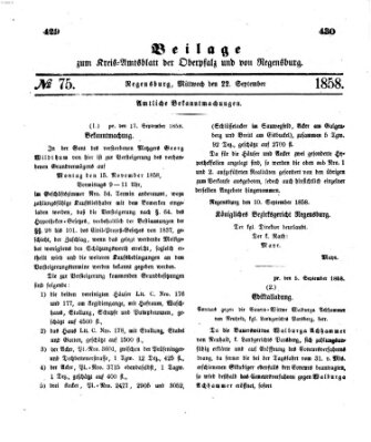 Königlich-bayerisches Kreis-Amtsblatt der Oberpfalz und von Regensburg (Königlich bayerisches Intelligenzblatt für die Oberpfalz und von Regensburg) Mittwoch 22. September 1858