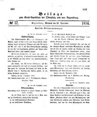 Königlich-bayerisches Kreis-Amtsblatt der Oberpfalz und von Regensburg (Königlich bayerisches Intelligenzblatt für die Oberpfalz und von Regensburg) Mittwoch 29. September 1858