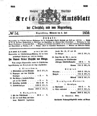Königlich-bayerisches Kreis-Amtsblatt der Oberpfalz und von Regensburg (Königlich bayerisches Intelligenzblatt für die Oberpfalz und von Regensburg) Mittwoch 6. Juli 1859
