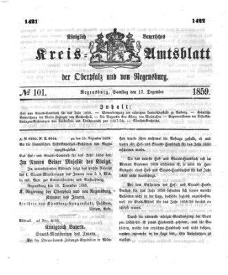 Königlich-bayerisches Kreis-Amtsblatt der Oberpfalz und von Regensburg (Königlich bayerisches Intelligenzblatt für die Oberpfalz und von Regensburg) Samstag 17. Dezember 1859