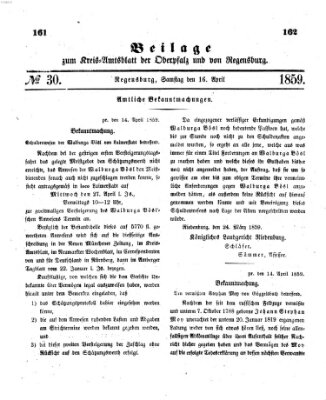 Königlich-bayerisches Kreis-Amtsblatt der Oberpfalz und von Regensburg (Königlich bayerisches Intelligenzblatt für die Oberpfalz und von Regensburg) Samstag 16. April 1859
