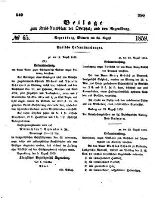 Königlich-bayerisches Kreis-Amtsblatt der Oberpfalz und von Regensburg (Königlich bayerisches Intelligenzblatt für die Oberpfalz und von Regensburg) Mittwoch 24. August 1859
