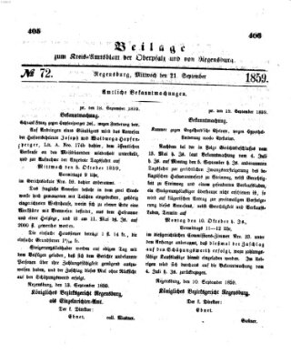 Königlich-bayerisches Kreis-Amtsblatt der Oberpfalz und von Regensburg (Königlich bayerisches Intelligenzblatt für die Oberpfalz und von Regensburg) Mittwoch 21. September 1859