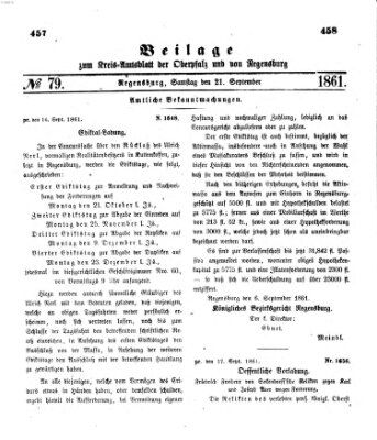 Königlich-bayerisches Kreis-Amtsblatt der Oberpfalz und von Regensburg (Königlich bayerisches Intelligenzblatt für die Oberpfalz und von Regensburg) Samstag 21. September 1861