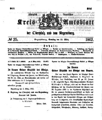 Königlich-bayerisches Kreis-Amtsblatt der Oberpfalz und von Regensburg (Königlich bayerisches Intelligenzblatt für die Oberpfalz und von Regensburg) Samstag 15. März 1862