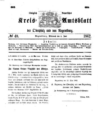 Königlich-bayerisches Kreis-Amtsblatt der Oberpfalz und von Regensburg (Königlich bayerisches Intelligenzblatt für die Oberpfalz und von Regensburg) Mittwoch 4. Juni 1862