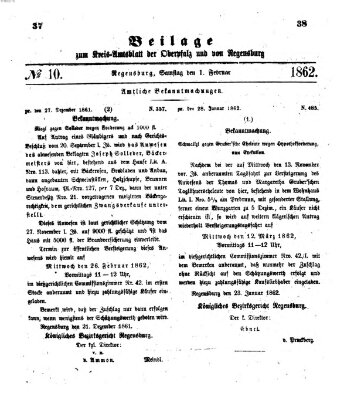 Königlich-bayerisches Kreis-Amtsblatt der Oberpfalz und von Regensburg (Königlich bayerisches Intelligenzblatt für die Oberpfalz und von Regensburg) Samstag 1. Februar 1862