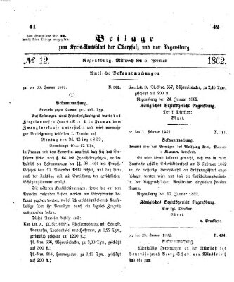 Königlich-bayerisches Kreis-Amtsblatt der Oberpfalz und von Regensburg (Königlich bayerisches Intelligenzblatt für die Oberpfalz und von Regensburg) Mittwoch 5. Februar 1862