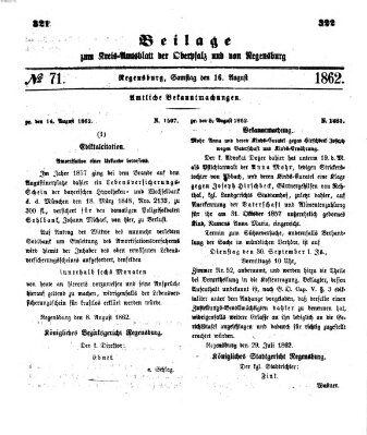Königlich-bayerisches Kreis-Amtsblatt der Oberpfalz und von Regensburg (Königlich bayerisches Intelligenzblatt für die Oberpfalz und von Regensburg) Samstag 16. August 1862