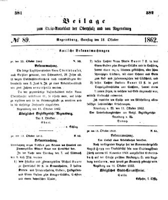 Königlich-bayerisches Kreis-Amtsblatt der Oberpfalz und von Regensburg (Königlich bayerisches Intelligenzblatt für die Oberpfalz und von Regensburg) Samstag 18. Oktober 1862