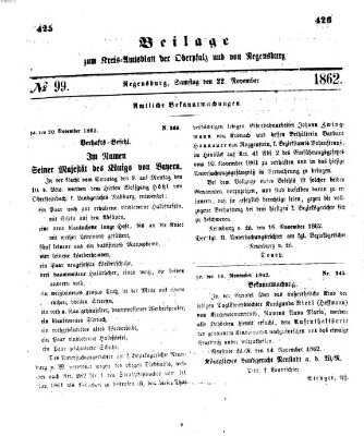 Königlich-bayerisches Kreis-Amtsblatt der Oberpfalz und von Regensburg (Königlich bayerisches Intelligenzblatt für die Oberpfalz und von Regensburg) Samstag 22. November 1862