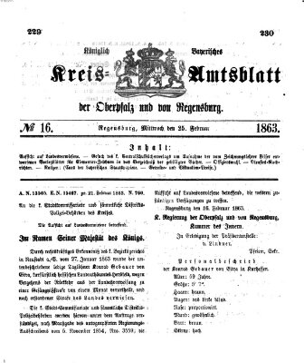 Königlich-bayerisches Kreis-Amtsblatt der Oberpfalz und von Regensburg (Königlich bayerisches Intelligenzblatt für die Oberpfalz und von Regensburg) Mittwoch 25. Februar 1863
