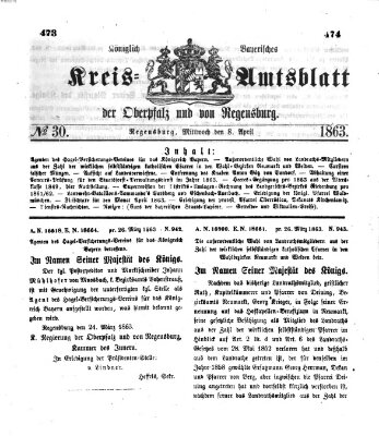 Königlich-bayerisches Kreis-Amtsblatt der Oberpfalz und von Regensburg (Königlich bayerisches Intelligenzblatt für die Oberpfalz und von Regensburg) Mittwoch 8. April 1863