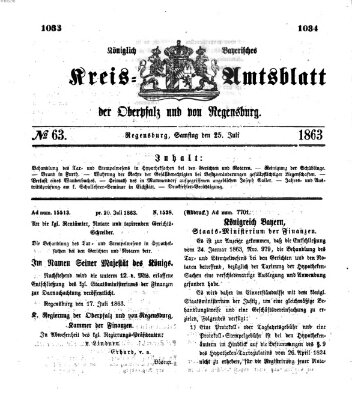 Königlich-bayerisches Kreis-Amtsblatt der Oberpfalz und von Regensburg (Königlich bayerisches Intelligenzblatt für die Oberpfalz und von Regensburg) Samstag 25. Juli 1863