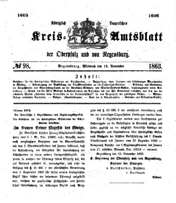 Königlich-bayerisches Kreis-Amtsblatt der Oberpfalz und von Regensburg (Königlich bayerisches Intelligenzblatt für die Oberpfalz und von Regensburg) Mittwoch 18. November 1863