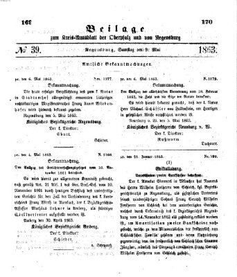 Königlich-bayerisches Kreis-Amtsblatt der Oberpfalz und von Regensburg (Königlich bayerisches Intelligenzblatt für die Oberpfalz und von Regensburg) Samstag 9. Mai 1863