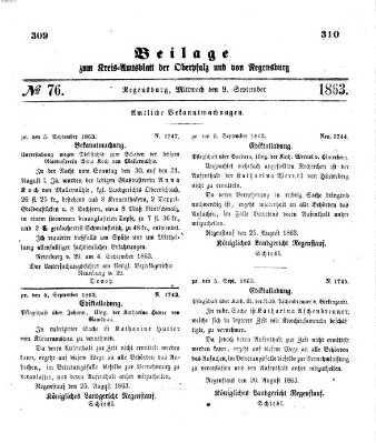 Königlich-bayerisches Kreis-Amtsblatt der Oberpfalz und von Regensburg (Königlich bayerisches Intelligenzblatt für die Oberpfalz und von Regensburg) Mittwoch 9. September 1863