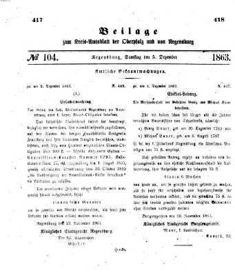 Königlich-bayerisches Kreis-Amtsblatt der Oberpfalz und von Regensburg (Königlich bayerisches Intelligenzblatt für die Oberpfalz und von Regensburg) Samstag 5. Dezember 1863