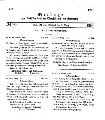 Königlich-bayerisches Kreis-Amtsblatt der Oberpfalz und von Regensburg (Königlich bayerisches Intelligenzblatt für die Oberpfalz und von Regensburg) Mittwoch 7. März 1866