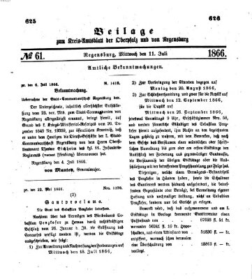 Königlich-bayerisches Kreis-Amtsblatt der Oberpfalz und von Regensburg (Königlich bayerisches Intelligenzblatt für die Oberpfalz und von Regensburg) Mittwoch 11. Juli 1866