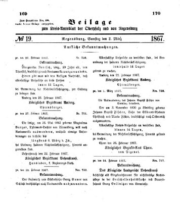 Königlich-bayerisches Kreis-Amtsblatt der Oberpfalz und von Regensburg (Königlich bayerisches Intelligenzblatt für die Oberpfalz und von Regensburg) Samstag 2. März 1867