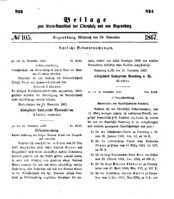 Königlich-bayerisches Kreis-Amtsblatt der Oberpfalz und von Regensburg (Königlich bayerisches Intelligenzblatt für die Oberpfalz und von Regensburg) Mittwoch 20. November 1867