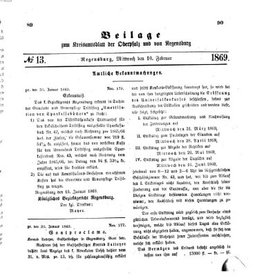 Königlich-bayerisches Kreis-Amtsblatt der Oberpfalz und von Regensburg (Königlich bayerisches Intelligenzblatt für die Oberpfalz und von Regensburg) Mittwoch 10. Februar 1869