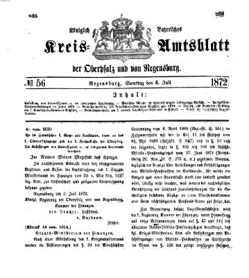 Königlich-bayerisches Kreis-Amtsblatt der Oberpfalz und von Regensburg (Königlich bayerisches Intelligenzblatt für die Oberpfalz und von Regensburg) Samstag 6. Juli 1872