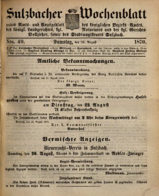 Sulzbacher Wochenblatt Samstag 20. August 1870